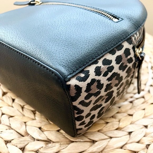 Kate Spade leopard print and black leather backpack main image 9